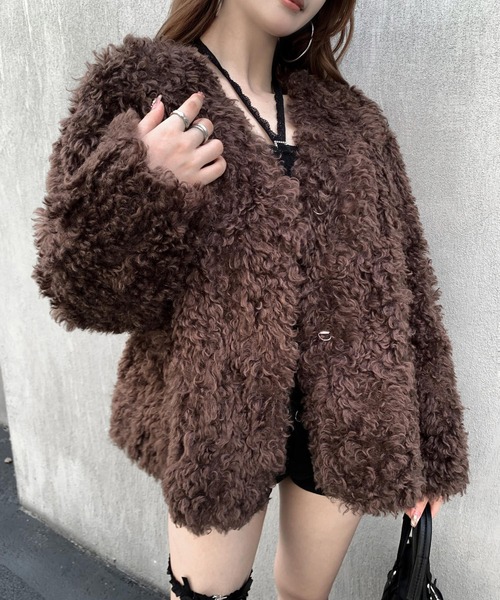 セール】フェイクファーノーカラージャケット（その他アウター