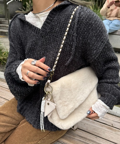 小物 ciao33 セール】ミラーチャーム付きアソート素材フラップチェーンBAG