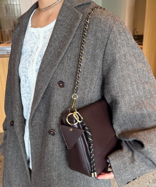 CIAOPANIC TYPY（チャオパニックティピー）の「ミラーチャーム付きアソート素材フラップチェーンBAG（ショルダーバッグ・レディース・アイボリー/ブラック/サックスブルー/ブラウン・ONE SIZE）」の8枚目の写真