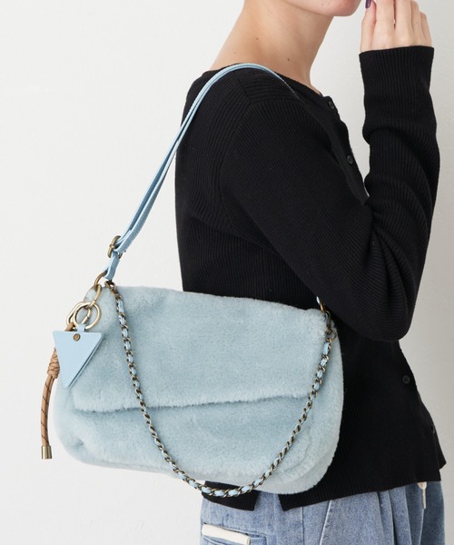 CIAOPANIC TYPY（チャオパニックティピー）の「ミラーチャーム付きアソート素材フラップチェーンBAG（ショルダーバッグ・レディース・アイボリー/ブラック/サックスブルー/ブラウン・ONE SIZE）」の12枚目の写真