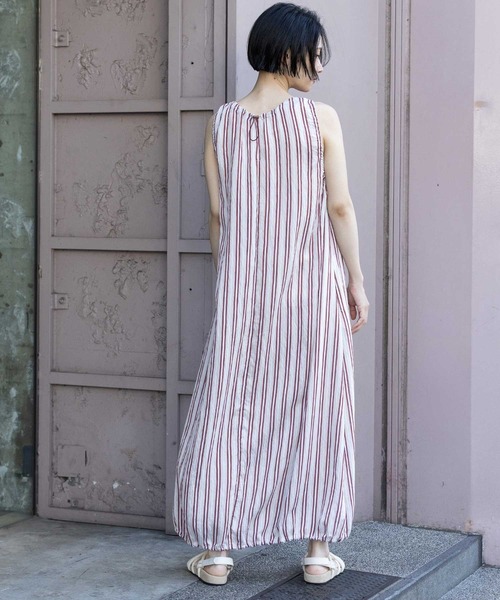 Munich（ミューニック）の「【Turkey】ストライプドローストリングワンピース（ワンピース・レディース・ネイビー/レッド/グレイッシュベージュ・FREE）」の6枚目の写真