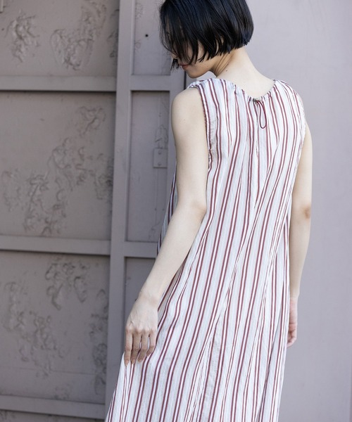 Munich（ミューニック）の「【Turkey】ストライプドローストリングワンピース（ワンピース・レディース・ネイビー/レッド/グレイッシュベージュ・FREE）」の7枚目の写真