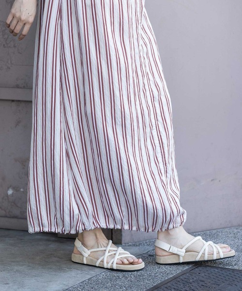 Munich（ミューニック）の「【Turkey】ストライプドローストリングワンピース（ワンピース・レディース・ネイビー/レッド/グレイッシュベージュ・FREE）」の8枚目の写真