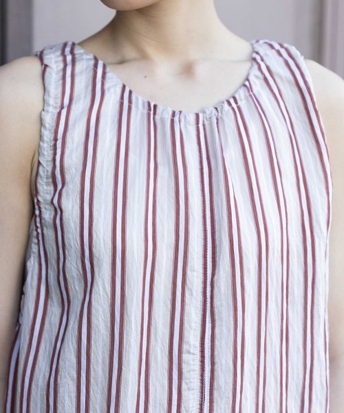 Munich（ミューニック）の「【Turkey】ストライプドローストリングワンピース（ワンピース・レディース・ネイビー/レッド/グレイッシュベージュ・FREE）」の11枚目の写真