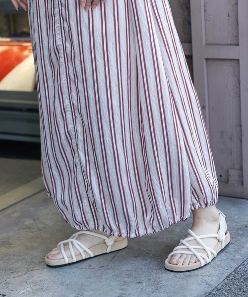 Munich（ミューニック）の「【Turkey】ストライプドローストリングワンピース（ワンピース・レディース・ネイビー/レッド/グレイッシュベージュ・FREE）」の14枚目の写真