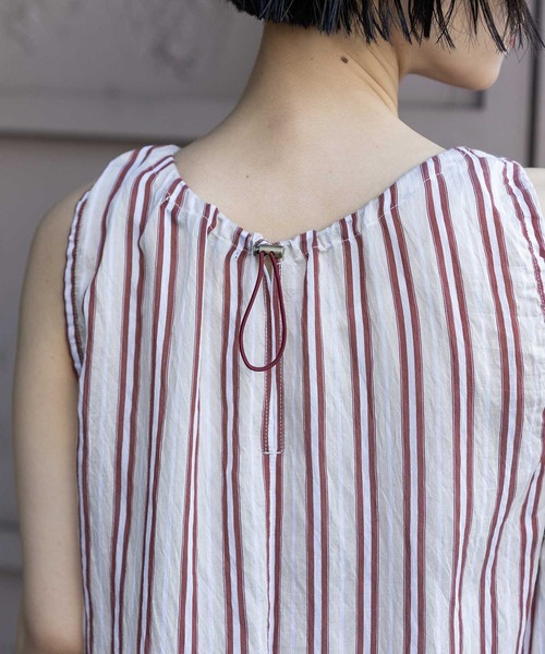 Munich（ミューニック）の「【Turkey】ストライプドローストリングワンピース（ワンピース・レディース・ネイビー/レッド/グレイッシュベージュ・FREE）」の12枚目の写真