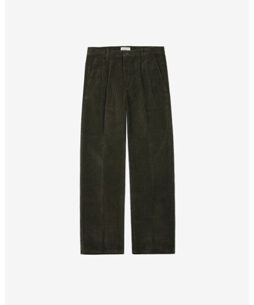 Two Pleats Corduroy Trousers (Khaki)