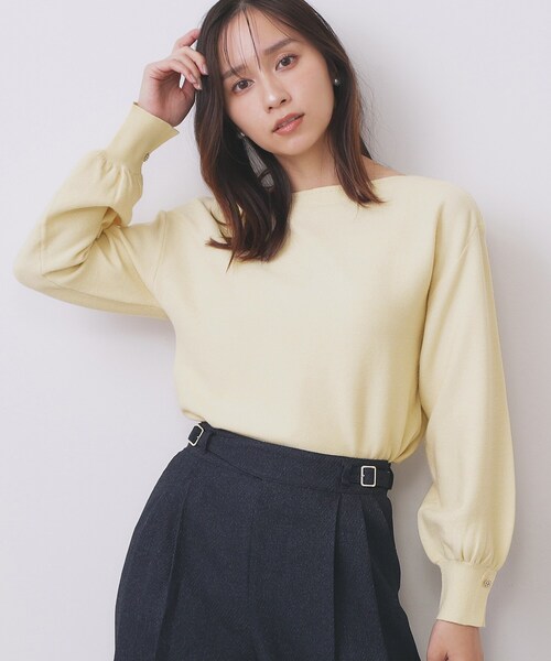 index（インデックス）の「ラメガーター編みボートネックニット【洗濯機OK】《8col/XS～LL》（ニット/セーター・レディース・ピンク/ダークグリーン系7/ネイビー/チャコール/イエロー系その他/サックスブルー/グレー系4/オフホワイト・34/36/38/40/42）」の7枚目の写真