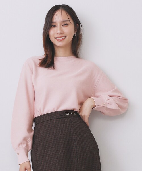 index（インデックス）の「ラメガーター編みボートネックニット【洗濯機OK】《8col/XS～LL》（ニット/セーター・レディース・ピンク/ダークグリーン系7/ネイビー/チャコール/イエロー系その他/サックスブルー/グレー系4/オフホワイト・34/36/38/40/42）」の8枚目の写真