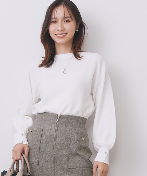 index（インデックス）の「ラメガーター編みボートネックニット【洗濯機OK】《8col/XS～LL》（ニット/セーター・レディース・ピンク/ダークグリーン系7/ネイビー/チャコール/イエロー系その他/サックスブルー/グレー系4/オフホワイト・34/36/38/40/42）」の12枚目の写真