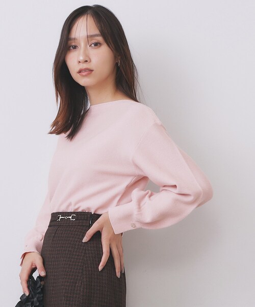 index（インデックス）の「ラメガーター編みボートネックニット【洗濯機OK】《8col/XS～LL》（ニット/セーター・レディース・ピンク/ダークグリーン系7/ネイビー/チャコール/イエロー系その他/サックスブルー/グレー系4/オフホワイト・34/36/38/40/42）」の20枚目の写真