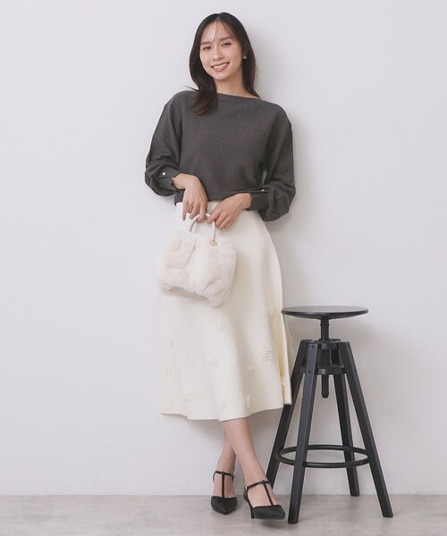 セール】ラメガーター編みボートネックニット【洗濯機OK】《8col/XS