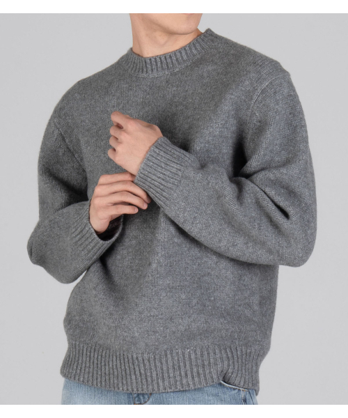 BUTTON SEOUL(ボタンソウル)の「ウールブレンドラウンドヘビーニット(グレー)(ニット/セーター・メンズ・その他・LARGE/X-LARGE/MEDIUM)」の6枚目の写真