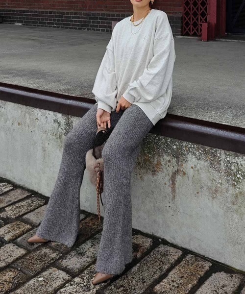 esutoreja（エストレジャ）の「ミックスニットフレアパンツ（その他