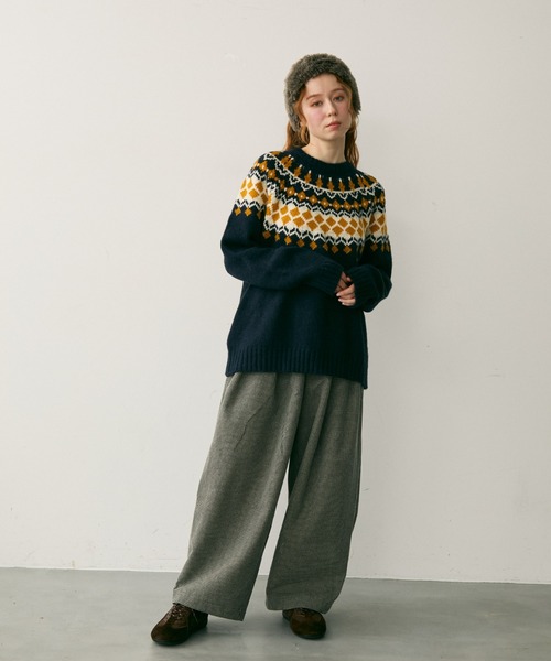 Crisp(クリスプ)の「ダブルタックチェックカーブパンツ(その他パンツ・レディース・ブラック/ブラウン・FREE)」の3枚目の写真