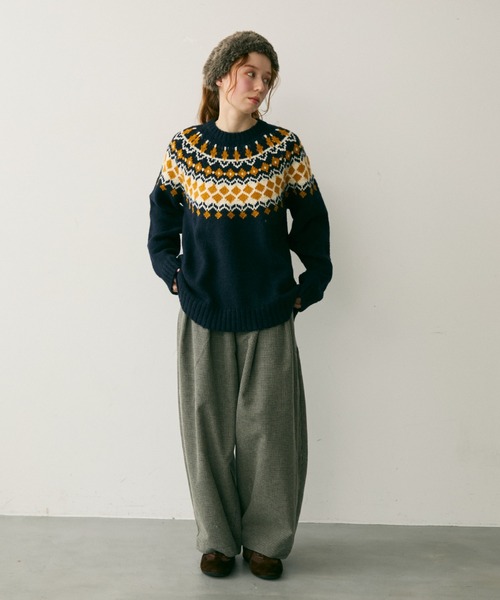 Crisp(クリスプ)の「ダブルタックチェックカーブパンツ(その他パンツ・レディース・ブラック/ブラウン・FREE)」の4枚目の写真