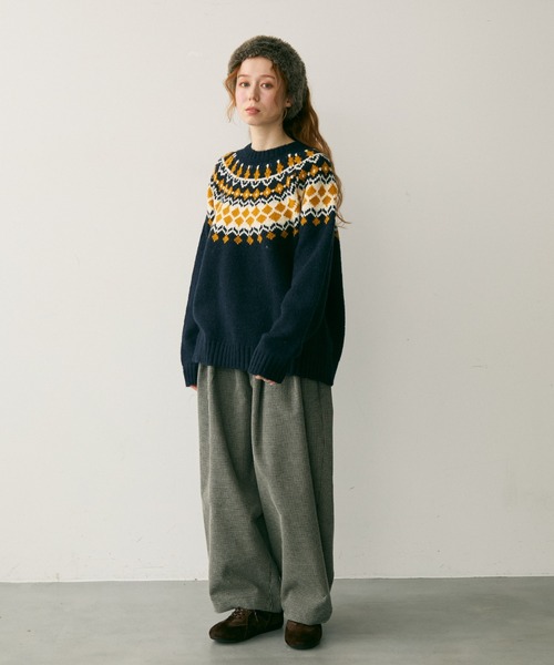 Crisp(クリスプ)の「ダブルタックチェックカーブパンツ(その他パンツ・レディース・ブラック/ブラウン・FREE)」の5枚目の写真