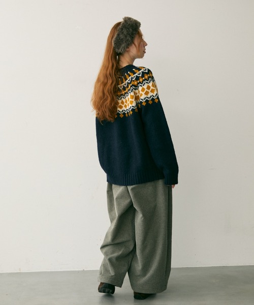 Crisp(クリスプ)の「ダブルタックチェックカーブパンツ(その他パンツ・レディース・ブラック/ブラウン・FREE)」の7枚目の写真