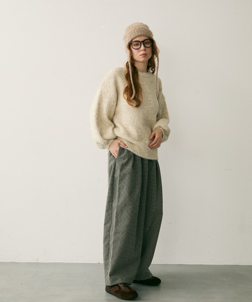 Crisp(クリスプ)の「ダブルタックチェックカーブパンツ(その他パンツ・レディース・ブラック/ブラウン・FREE)」の12枚目の写真