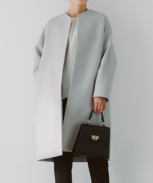Sono(ソーノ)の「【SONO/ソーノ】【SONO NAVY/ソーノネイビー】マシュマロホイップコート(ノーカラーコート・レディース・グレー系その他/ネイビー・F)」の2枚目の写真