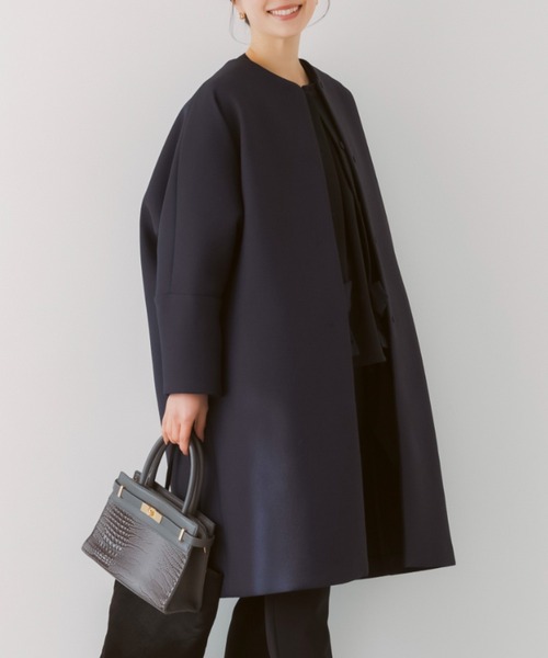 SONO/ソーノ】【SONO NAVY/ソーノネイビー】ﾏｼｭﾏﾛﾎｲｯﾌﾟｺｰﾄ（ノーカラー