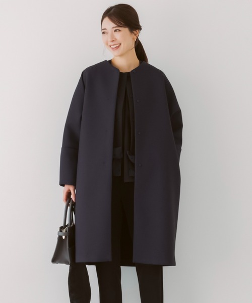 SONO/ソーノ】【SONO NAVY/ソーノネイビー】ﾏｼｭﾏﾛﾎｲｯﾌﾟｺｰﾄ（ノーカラー