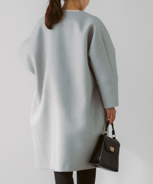 Sono(ソーノ)の「【SONO/ソーノ】【SONO NAVY/ソーノネイビー】マシュマロホイップコート(ノーカラーコート・レディース・グレー系その他/ネイビー・F)」の9枚目の写真