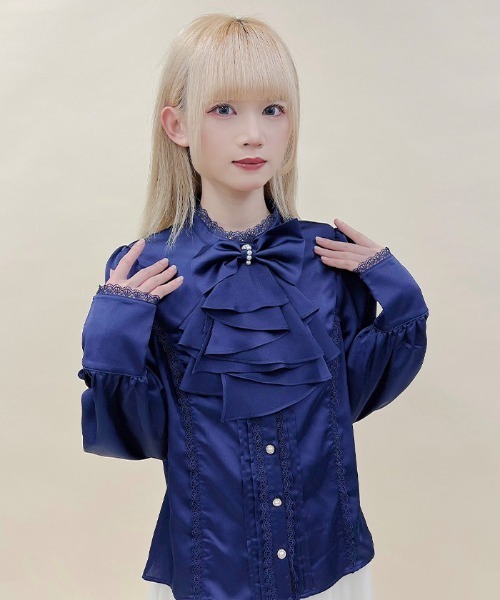 ジャボブローチ付きブラウス（シャツ/ブラウス）｜Chalmiere（シャ