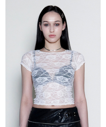 HILLDA（ヒルダ）の「Fairy Lace Slim Tee [White]（Tシャツ/カットソー）」