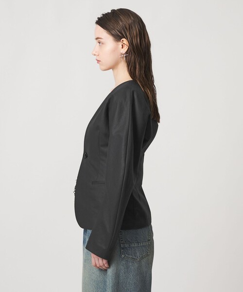 ASTRAET（アストラット）の「＜ASTRAET＞コットン シェイプ ノーカラージャケット（ノーカラージャケット・レディース・ブラック・FREE）」の7枚目の写真