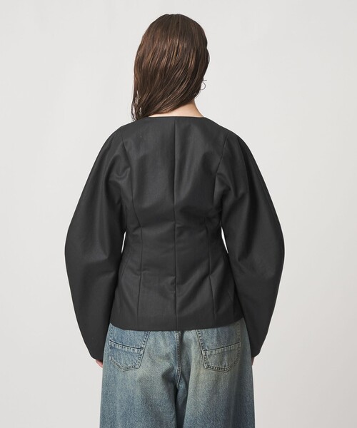 ASTRAET（アストラット）の「＜ASTRAET＞コットン シェイプ ノーカラージャケット（ノーカラージャケット・レディース・ブラック・FREE）」の8枚目の写真