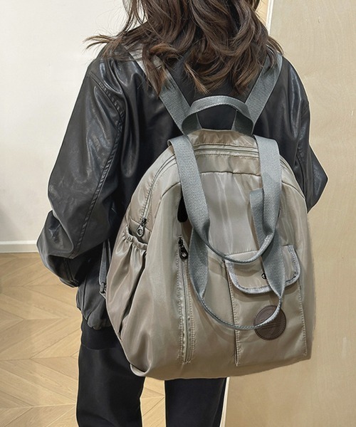 Miniministore(ミニミニストア)の「ナイロンリュック ショルダートートバッグ(バックパック/リュック・レディース・ブラック/ベージュ/グレー・FREE)」の1枚目の写真