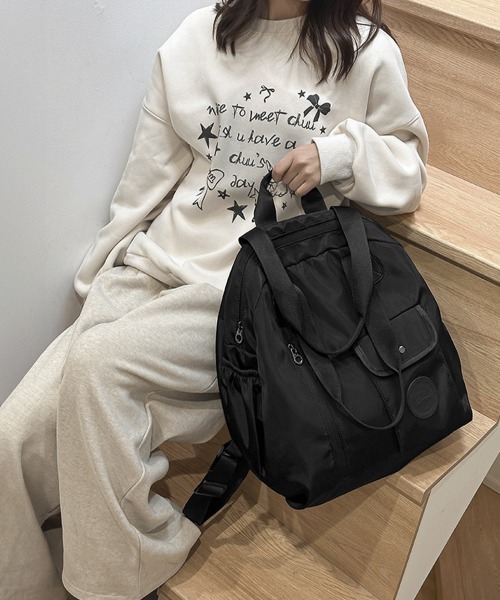 Miniministore(ミニミニストア)の「ナイロンリュック ショルダートートバッグ(バックパック/リュック・レディース・ブラック/ベージュ/グレー・FREE)」の15枚目の写真