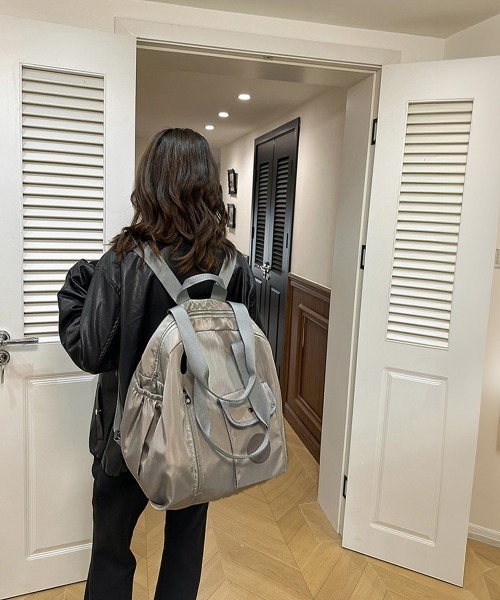 Miniministore(ミニミニストア)の「ナイロンリュック ショルダートートバッグ(バックパック/リュック・レディース・ブラック/ベージュ/グレー・FREE)」の16枚目の写真
