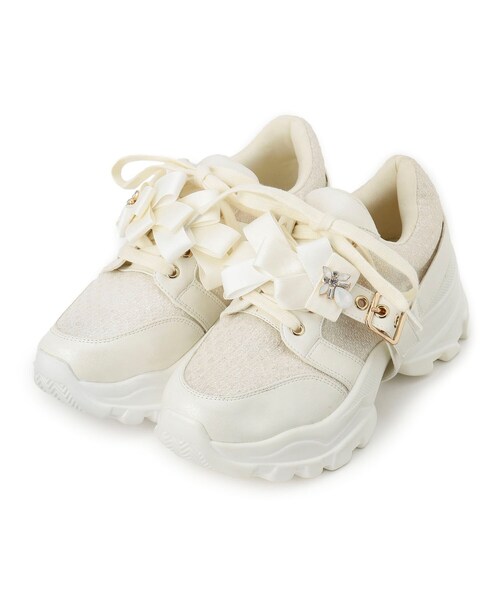 ESPERANZA（エスペランサ）の「ツインリボンベルト付きラメスニーカー（スニーカー・レディース・ホワイト系9/ブラック系8/ベージュ系8・LL/M/L/S）」の14枚目の写真