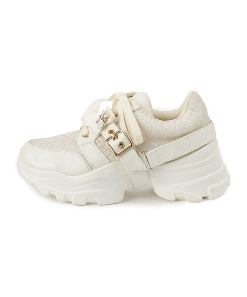 ESPERANZA（エスペランサ）の「ツインリボンベルト付きラメスニーカー（スニーカー・レディース・ホワイト系9/ブラック系8/ベージュ系8・LL/M/L/S）」の17枚目の写真