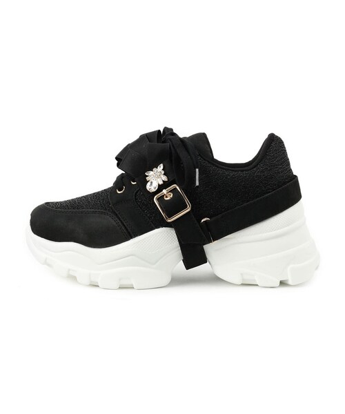 ESPERANZA（エスペランサ）の「ツインリボンベルト付きラメスニーカー（スニーカー・レディース・ホワイト系9/ブラック系8/ベージュ系8・LL/M/L/S）」の18枚目の写真