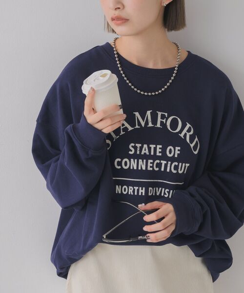 RETRO GIRL（レトロガール）の「フロッキープリントトレーナー（スウェット・レディース・ライトグレー/レッド/ブルー・FREE）」の3枚目の写真