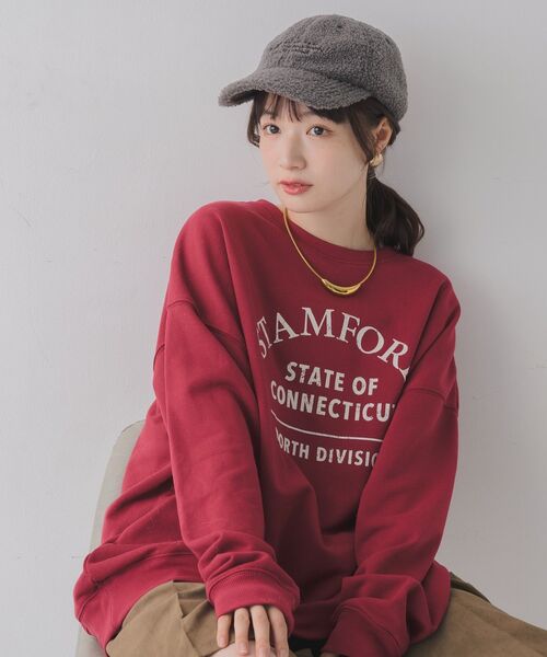 RETRO GIRL（レトロガール）の「フロッキープリントトレーナー（スウェット・レディース・ライトグレー/レッド/ブルー・FREE）」の4枚目の写真