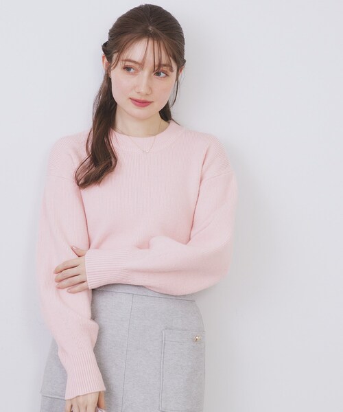 index（インデックス）の「モックネックボクシーラメニット【洗濯機OK】《7col》（ニット/セーター・レディース・ブラック/オフホワイト/グレー/ライトイエロー系/ブルー系5/パープル/ピンク系1・36/38/40/42）」の7枚目の写真