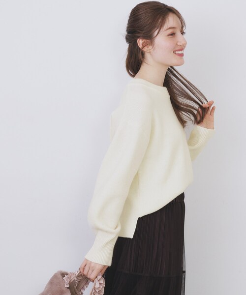 index（インデックス）の「モックネックボクシーラメニット【洗濯機OK】《7col》（ニット/セーター・レディース・ブラック/オフホワイト/グレー/ライトイエロー系/ブルー系5/パープル/ピンク系1・36/38/40/42）」の9枚目の写真