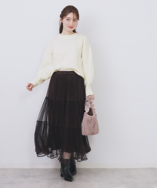 index（インデックス）の「モックネックボクシーラメニット【洗濯機OK】《7col》（ニット/セーター・レディース・ブラック/オフホワイト/グレー/ライトイエロー系/ブルー系5/パープル/ピンク系1・36/38/40/42）」の10枚目の写真