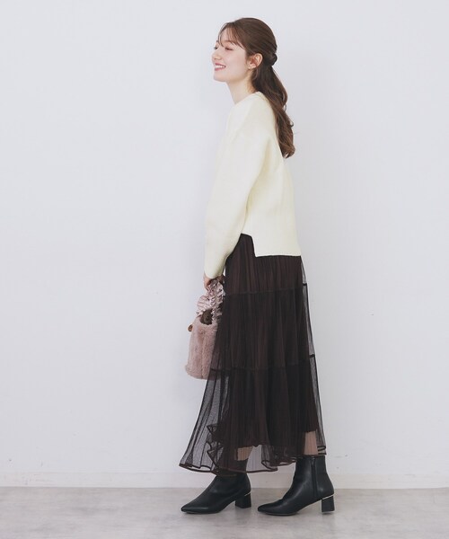 index（インデックス）の「モックネックボクシーラメニット【洗濯機OK】《7col》（ニット/セーター・レディース・ブラック/オフホワイト/グレー/ライトイエロー系/ブルー系5/パープル/ピンク系1・36/38/40/42）」の11枚目の写真