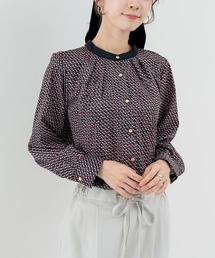 【ANNA LUNA】上品さと遊び心をプラス！ 幾何柄 プリント ブラウス