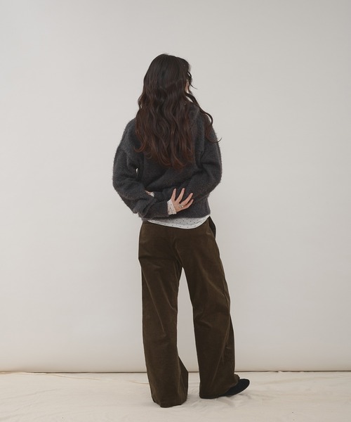 MUHET(ミュエータ)の「shaggy hooded ribbon knit cardigan / リボン付きフードカーディガン(カーディガン/ボレロ・レディース・ネイビー/ブラウン/カーキ/チャコールグレー・FREE)」の22枚目の写真