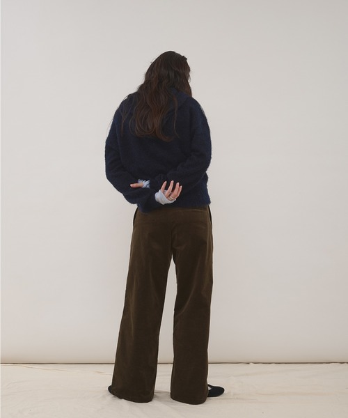 MUHET(ミュエータ)の「shaggy hooded ribbon knit cardigan / リボン付きフードカーディガン(カーディガン/ボレロ・レディース・ネイビー/ブラウン/カーキ/チャコールグレー・FREE)」の9枚目の写真