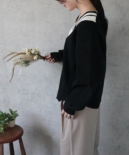 SELECT LEVERY（セレクトリベリー）の「ツータックストレートワイドパンツ（その他パンツ・レディース・ベージュ/ブラック・MEDIUM）」の8枚目の写真