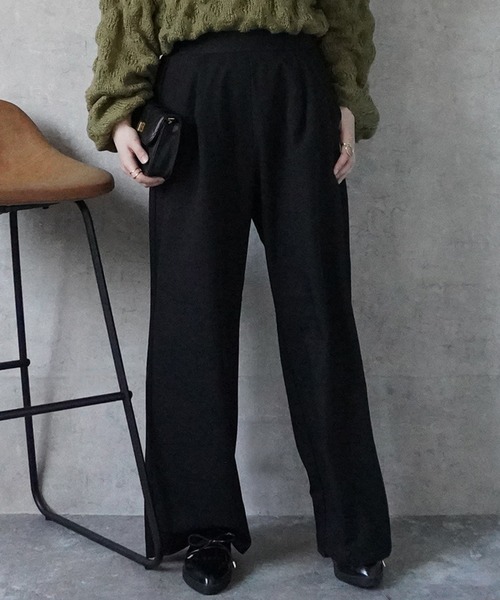 SELECT LEVERY（セレクトリベリー）の「ツータックストレートワイドパンツ（その他パンツ・レディース・ベージュ/ブラック・MEDIUM）」の12枚目の写真