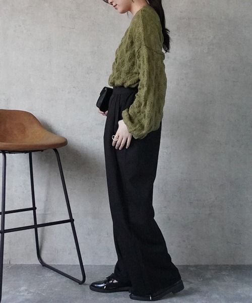 SELECT LEVERY（セレクトリベリー）の「ツータックストレートワイドパンツ（その他パンツ・レディース・ベージュ/ブラック・MEDIUM）」の15枚目の写真
