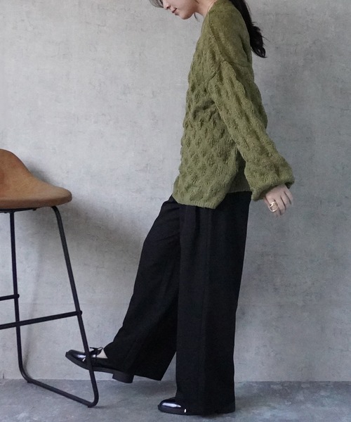 SELECT LEVERY（セレクトリベリー）の「ツータックストレートワイドパンツ（その他パンツ・レディース・ベージュ/ブラック・MEDIUM）」の16枚目の写真